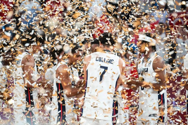 United States v Serbia: Final - FIBA U17, U 17 Basketball World Cup 2026 Team USA celebrates during the medal ceremony after winning the FIBA U17 Basketball World Cup final match against Serbia at BDC Main Venue in Istanbul, Turkey, on July 5, 2026. Istanbul Istanbul Turkey  Copyright: xYagizxGurtugx originalFilename:gurtug-usavserb260705_npwZc.jpg