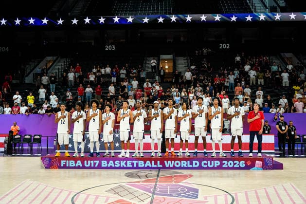 United States v Serbia: Final - FIBA U17, U 17 Basketball World Cup 2026 Gold medalist team United States stands for their national anthem after the FIBA U17 Basketball World Cup final match between the United States and Serbia at BDC Main Venue on July 5, 2026, in Istanbul, Turkey. Istanbul Istanbul Turkey  Copyright: xYagizxGurtugx originalFilename:gurtug-usavserb260705_npi5A.jpg