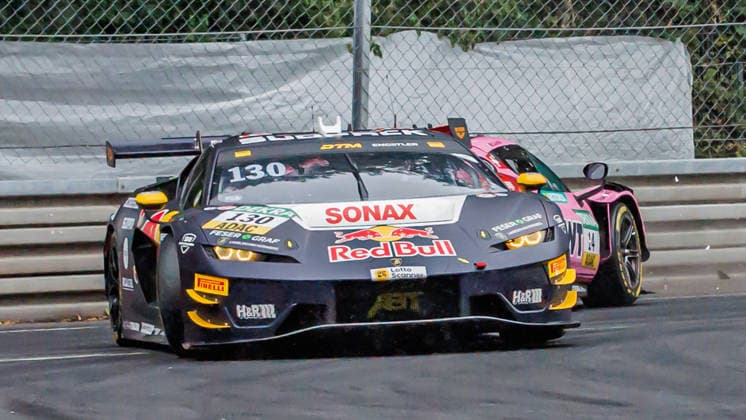 von links: Luca Engstler (GER, Lamborghini, Red Bull Team Abt), Matteo Cairoli (ITA, Ferrari, Emil Frey Racing) nach einem Crash, 05.07.2026, Nürnberg (Deutschland), Motorsport, DTM, Norisring Nürnberg 2026 *** From left: Luca Engstler (GER), Lamborghini, Red Bull Team Abt; Matteo Cairoli (ITA), Ferrari, Emil Frey Racing, after a crash, July 5, 2026, Nuremberg, Germany; Motorsports; DTM; Norisring Nuremberg 2026 xprx