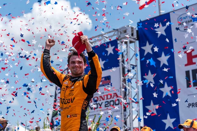 July 5, 2026, Lexington, Ohio, USA: IndyCar, Indy Car, IRL, USA SERIES driver, PATO OWARD (5) (MEX) of Monterey, Mexico, wins the Honda Indy 200 at Mid Ohio in LEXINGTON, Ohio. INDYCAR SERIES: July 05, 2026: Honda Indy 200: Race Winner Pato Oward  - ZUMAa161 20260705_aaa_a161_002 Copyright: xDominicxLoyerx xGMGx