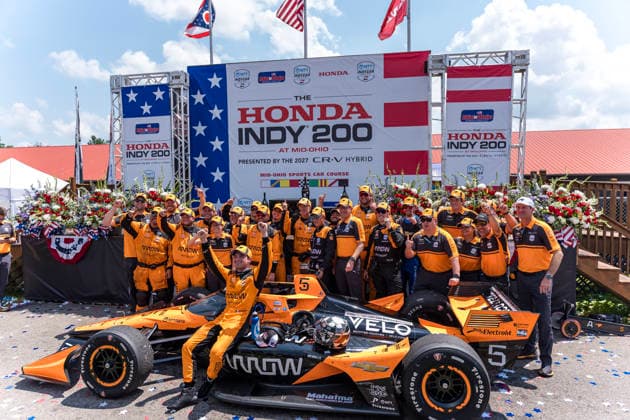 July 5, 2026, Lexington, Ohio, USA: IndyCar, Indy Car, IRL, USA SERIES driver, PATO OWARD (5) (MEX) of Monterey, Mexico, wins the Honda Indy 200 at Mid Ohio in LEXINGTON, Ohio. Lexington USA - ZUMAa161 20260705_aaa_a161_006 Copyright: xDominicxLoyerx xGMGx