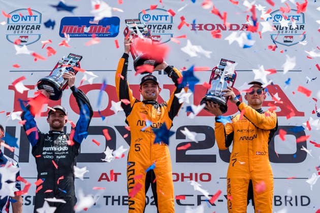 July 5, 2026, Lexington, Ohio, USA: IndyCar, Indy Car, IRL, USA SERIES driver, PATO OWARD (5) (MEX) of Monterey, Mexico, wins the Honda Indy 200 at Mid Ohio in LEXINGTON, Ohio. INDYCAR SERIES: July 05, 2026: Honda Indy 200: Race Winner Pato Oward  - ZUMAa161 20260705_aaa_a161_010 Copyright: xQuinnxShellx xGMGx