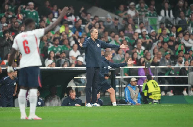 Thomas Tuchel (England) during Mexico and England, Round of 16 FIFA World Cup, WM, Weltmeisterschaft, Fussball 2026, Azteca Stadium, Mexico, Mexico on July 5, 2026. Thor Wegner DeFodi Images. (Photo by DeFodi Images) - *** Thomas Tuchel in England during the Mexico vs. England Round of 16 match at the 2026 FIFA World Cup, Azteca Stadium, Mexico City, on July 5, 2026. Photo by Thor Wegner, DeFodi Images