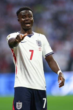 FIFA World Cup, WM, Weltmeisterschaft, Fussball 2026: Mexico v England MEXICO CITY, MEXICO - 5th July 2026: Bukayo Saka of England reacts during the FIFA World Cup 2026 Round of 16 match between Mexico and England at Azteca Stadium Mexico City Azteca Stadium Mexico Copyright: xCraigxMercerx xPeakxActionxPhotosx