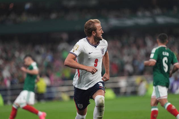 Mexico v England Round of 16 FIFA World Cup, WM, Weltmeisterschaft, Fussball 2026 Harry Kane 9 of England national team, Nationalteam celebrates after scoring the penalty during the FIFA World Cup 2026 round of 16 match between Mexico and England at Mexico City stadium. on July 5, 2026 in Mexico City, Mexico. (Photo by Ian Robles Eyepix Group) Copyright: xIanxRobles xEyepixxGroupx EL_05072026_191213JPEG