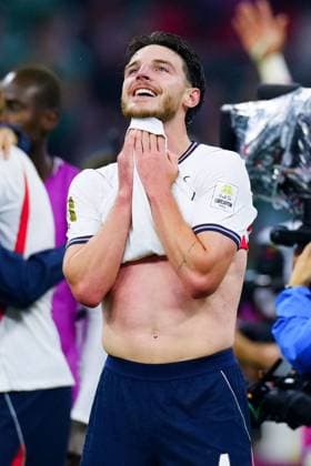 Declan Rice of England celebrates at full time Mexico v England, 2026 FIFA World Cup, WM, Weltmeisterschaft, Fussball Round of 16, Football, Azteca Stadium, Mexico City, Mexico - 05 Jul 2026Mexico City Azteca Stadium Mexico  Copyright: xJavierxGarcia Shutterstockx 16975483ee