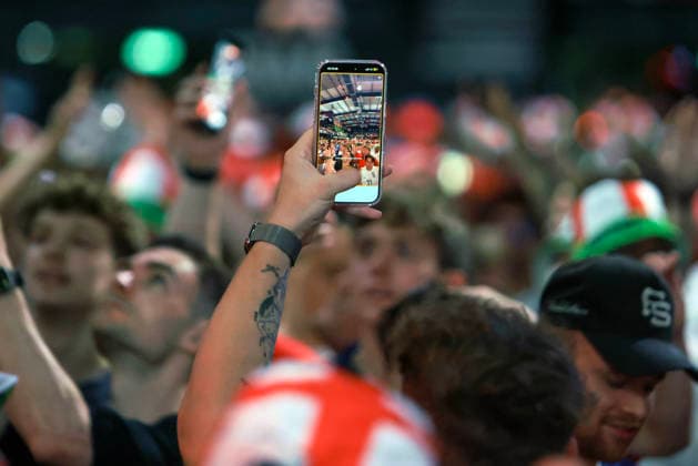 06 07 2026. London, United Kingdom. England Fans Box Park Wembley. Enland fans watch England v Mexico in the small hours on the big screen at Boxpark Wembley.  xMartynxWheatleyx xixImagesx IIM-26886-0006
