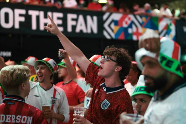06 07 2026. London, United Kingdom. England Fans Box Park Wembley. Enland fans watch England v Mexico in the small hours on the big screen at Boxpark Wembley.  xMartynxWheatleyx xixImagesx IIM-26886-0008