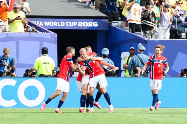 July 5, 2026, USA: Erling Haaland player of Norway celebrates his goal during the Round of 16 match between Brazil and Norway at the FIFA World Cup, WM, Weltmeisterschaft, Fussball at New York New Jersey Stadium, in East Rutherford, United States, on Sunday, July 05, 2026. FIFA World Cup 2026 - Round Of 16 - Brazil V Norway  - ZUMAc233 0860842118st Copyright: xVanessaxCarvalhox