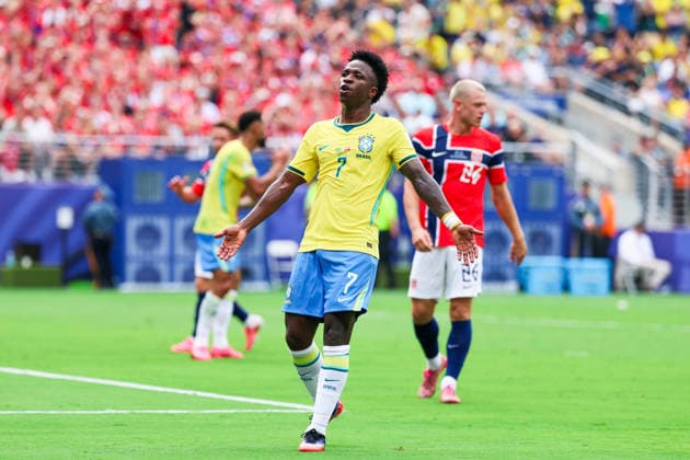 July 5, 2026, East Rutherford, Nj, United States: Vinicius Jr. player of Brazil during the Round of 16 match between Brazil and Norway at the FIFA World Cup, WM, Weltmeisterschaft, Fussball at New York New Jersey Stadium, in East Rutherford, United States, on Sunday, July 05, 2026. East Rutherford United States - ZUMAv122 20260705_aap_v122_165 Copyright: xWilliamxVolcovx