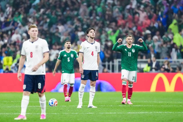 Declan Rice of England looks on during the FIFA Men’s World Cup 2026 round of 16 football match between Mexico and England at Mexico City Stadium, in Mexico City on July 5th 2026 (Photo by Alexandra Fechete SPP)  Copyright: xAlexandraxFechete SPPx Sportspressphoto_SPR185700