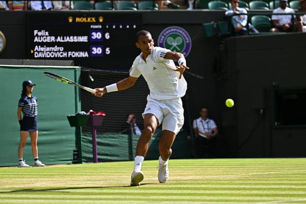 2026 Wimbledon - Felix Auger-Aliassime Felix Auger-Aliassime (CAN) during his fourth round match at the 2026 Wimbledon Championships at the AELTC in London, UK on July 5, 2026. Photo by Corinne Dubreuil ABACAPRESS.COM London  Copyright: xDubreuilxCorinne ABACAx