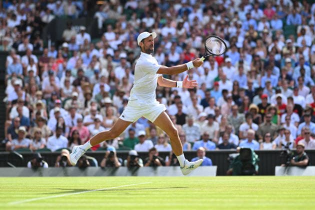 2026 Wimbledon - Novak Djokovic Novak Djokovic (SRB) during his fourth round match at the 2026 Wimbledon Championships at the AELTC in London, UK on July 5, 2026. Photo by Corinne Dubreuil ABACAPRESS.COM London  Copyright: xDubreuilxCorinne ABACAx