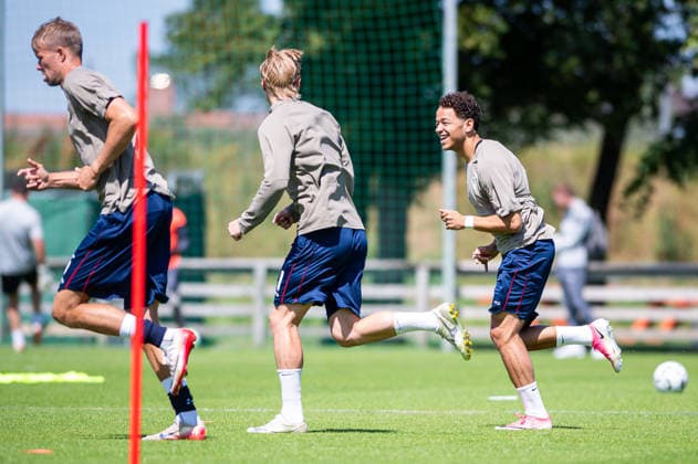 Aarhus GF v Motherwell FC, pre-season test match, Aarhus, Denmark Aarhus, Denmark. 05th, July 2026. Mikael Anderson of Aarhus GF seen warming up for a pre-season test match between Aarhus GF and Motherwell FC at the AGF training facility Fredensvang in Aarhus Denmark, Aarhus, Fredensvang  Copyright: xGonzalesxPhoto MortenxKjaerx