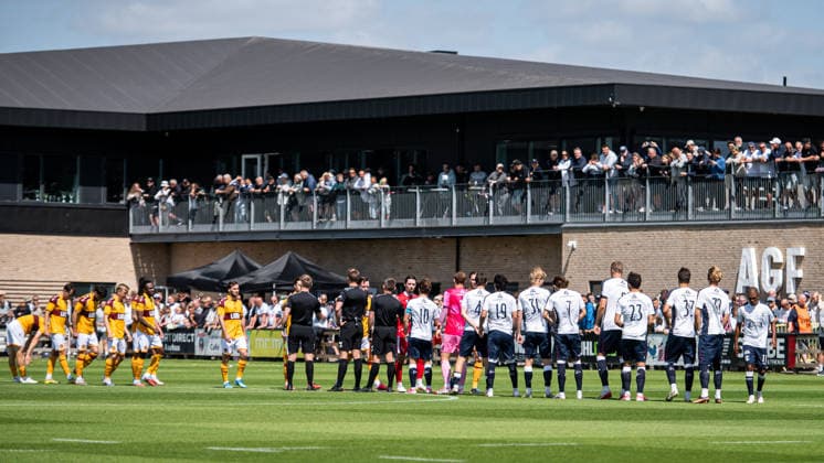 Aarhus GF v Motherwell FC, pre-season test match, Aarhus, Denmark Aarhus, Denmark. 05th, July 2026. The players of Aarhus GF line up for a pre-season test match between Aarhus GF and Motherwell FC at the AGF training facility Fredensvang in Aarhus Denmark, Aarhus, Fredensvang  Copyright: xGonzalesxPhoto MortenxKjaerx