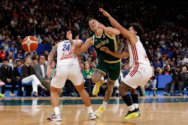 BASKETBALL AUSTRALIA PHILIPPINES, Mitch Creek of the Australian Boomers in action during the World Cup qualifier basketball match between Australia and the Philippines at RAC Arena in Perth, Monday, July 6, 2026. ( NO ARCHIVING, EDITORIAL USE ONLY PERTH WESTERN AUSTRALIA AUSTRALIA  Copyright: xRICHARDxWAINWRIGHTx 20260706140147190847
