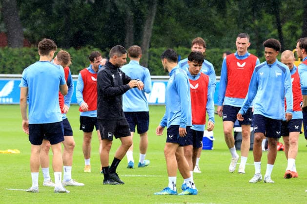 DEU, DFL, 2. FBL Hertha BSC, Training, 06.07.2026, Sportforum, Berlin, DEU, DFL, 2. FBL Hertha BSC, Training, Cheftrainer Stefan Leitl (Hertha BSC Berlin), Hertha-Spielerkreis DFL - regulations prohibit any use of Photographs as image sequences and or quasi-video *** GER, DFL, 2nd Bundesliga Hertha BSC, Training, July 6, 2026, Sportforum, Berlin, GER, DFL, 2nd Bundesliga Hertha BSC, Training, Head Coach Stefan Leitl, Hertha BSC Berlin, Hertha Players Association. DFL regulations prohibit any use of photographs as image sequences and or quasi-video. nordphotoxGmbHx xEngler nph00076