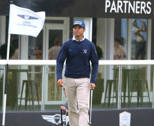 UK: The Genesis Scottish Open at The Renaissance Club, North Berwick, Scotland on 06 July 2026: Pictured: Johannes Vermahn (USA) on the 18th green during a practice round at the Genesis Scottish Open Championship 2026 North Berwick The Renaissance Club Scotland Scotland Copyright: xAlexxToddx