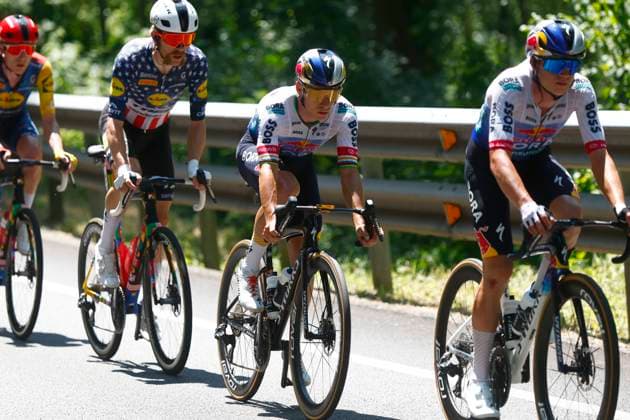 Tour de France 2026 Stage 3 LES ANGLES, FRANCE - JULY 06 : Evenepoel Remco (BEL) of Red Bull - BORA - Hansgrohe during stage 3 of the 113rd edition of Tour de France an UCI World Tour 2.UWT cycling road race stage for Men Elite of 196 km with start in Granollers and finish in Les Agnles on July 6, 2026 in Les Angles, France, 06 07 2026 Les Angles France  Copyright: xLucaxBettinix