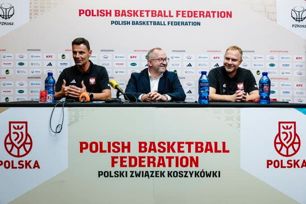 Krakow 06.07.2026 KOSZYKOWKA KOSZKADRA REPREZENTACJA POLSKI KONFERENCJA PRASOWA - - - BASKETBALL POLISH national team, Nationalteam PRACTICE press conference, PK, Pressekonferenz NZ trener coach Igor Milicic , prezes Grzegorz Bachanski president , dyrektor sportowy kadry Lukasz Koszarek , FOT. WOJCIECH FIGURSKI 058SPORT.PL NEWSPIX.PL --- newspix.pl  FOT. WOJCIECH FIGURSKI 058SPORT.PL