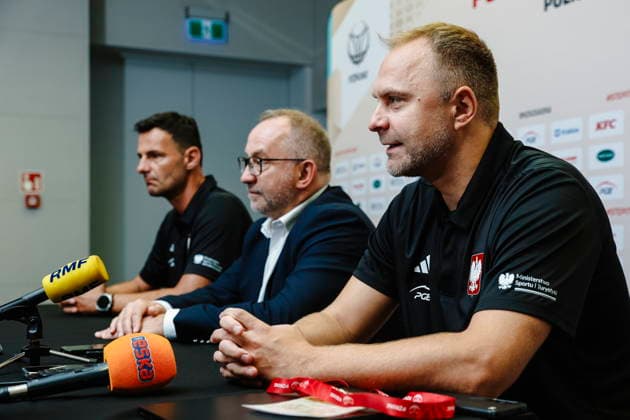 Krakow 06.07.2026 KOSZYKOWKA KOSZKADRA REPREZENTACJA POLSKI KONFERENCJA PRASOWA - - - BASKETBALL POLISH national team, Nationalteam PRACTICE press conference, PK, Pressekonferenz NZ trener coach Igor Milicic , prezes Grzegorz Bachanski president , dyrektor sportowy kadry Lukasz Koszarek , FOT. WOJCIECH FIGURSKI 058SPORT.PL NEWSPIX.PL --- newspix.pl  FOT. WOJCIECH FIGURSKI 058SPORT.PL