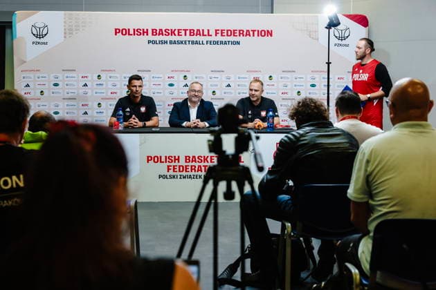 Krakow 06.07.2026 KOSZYKOWKA KOSZKADRA REPREZENTACJA POLSKI KONFERENCJA PRASOWA - - - BASKETBALL POLISH national team, Nationalteam PRACTICE press conference, PK, Pressekonferenz NZ trener coach Igor Milicic , prezes Grzegorz Bachanski president , dyrektor sportowy kadry Lukasz Koszarek , FOT. WOJCIECH FIGURSKI 058SPORT.PL NEWSPIX.PL --- newspix.pl  FOT. WOJCIECH FIGURSKI 058SPORT.PL
