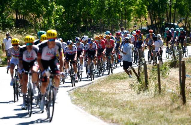 Tour de France 2026 Stage 3 LES ANGLES, FRANCE - JULY 06 : illustration picture peloton during stage 3 of the 113rd edition of Tour de France an UCI World Tour 2.UWT cycling road race stage for Men Elite of 196 km with start in Granollers and finish in Les Agnles on July 6, 2026 in Les Angles, France, 06 07 2026 Les Angles France  Copyright: xLucaxBettinix
