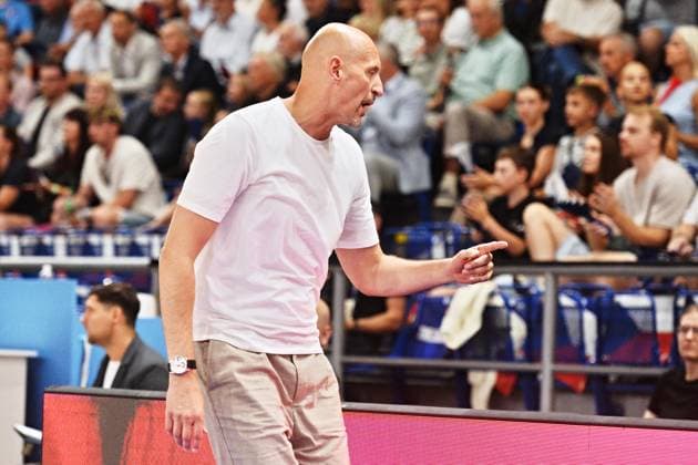 Coach Lubos Barton (Czechia) gestures during men s Basketball World Cup 2027 group H qualifier: Czechia vs Estonia, in Brno, Czech Republic, on July 6, 2026. (CTKxPhoto PatrikxUhlir) CTKPhotoP2026070605961  CTKPhotoP2026070605961