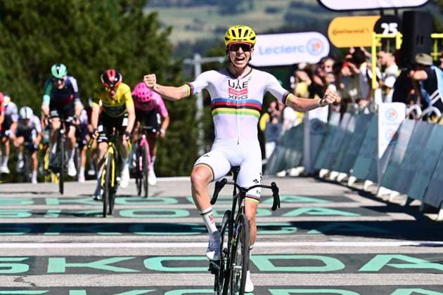 Tour de France 2026 Stage 3 LES ANGLES, FRANCE - JULY 06 : Pogacar Tadej (SLO) of UAE Team Emirates - XRG wins during stage 3 of the 113rd edition of Tour de France an UCI World Tour 2.UWT cycling road race stage for Men Elite of 196 km with start in Granollers and finish in Les Angles on July 6, 2026 in Les Angles, France, 06 07 2026 Les Angles France  Copyright: xPeterxDexVoechtx