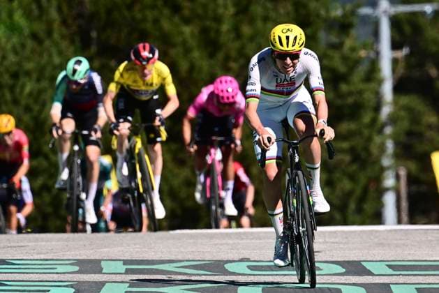 Tour de France 2026 Stage 3 LES ANGLES, FRANCE - JULY 06 : Pogacar Tadej (SLO) of UAE Team Emirates - XRG wins during stage 3 of the 113rd edition of Tour de France an UCI World Tour 2.UWT cycling road race stage for Men Elite of 196 km with start in Granollers and finish in Les Angles on July 6, 2026 in Les Angles, France, 06 07 2026 Les Angles France  Copyright: xPeterxDexVoechtx