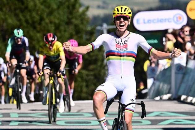 Tour de France 2026 Stage 3 LES ANGLES, FRANCE - JULY 06 : Pogacar Tadej (SLO) of UAE Team Emirates - XRG wins during stage 3 of the 113rd edition of Tour de France an UCI World Tour 2.UWT cycling road race stage for Men Elite of 196 km with start in Granollers and finish in Les Angles on July 6, 2026 in Les Angles, France, 06 07 2026 Les Angles France  Copyright: xPeterxDexVoechtx