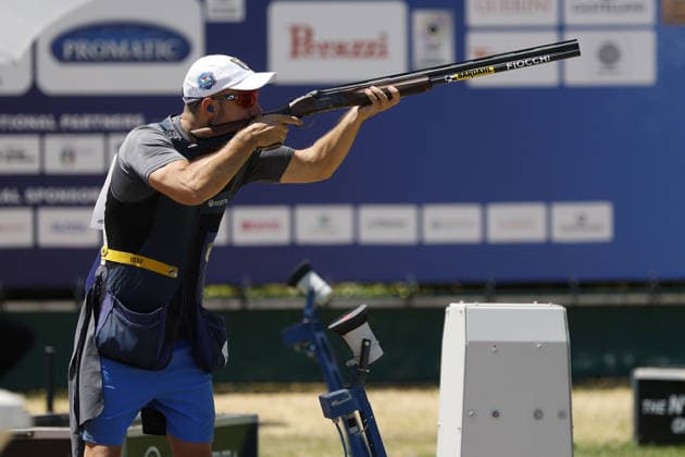 IPA86441117 - Gabriele Rossetti of Italy competes on the second day of the ISSF World Cup Shotgun event at the Concaverde Shooting Range on July 6, 2026, in Lonato del Garda, Italy.  Copyright: xRichardxMorgano IPAxSportx xx 86441117