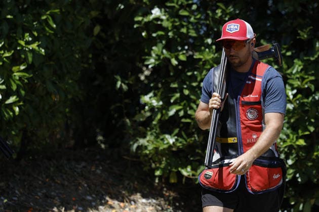 IPA86441131 - Hancock Vincent of the United States reacts during the second day of the ISSF World Cup Shotgun competition at the Concaverde Shooting Range on July 6, 2026, in Lonato del Garda, Italy.  Copyright: xRichardxMorgano IPAxSportx xx 86441131