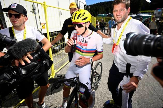 Tour de France 2026 Stage 3 LES ANGLES, FRANCE - JULY 06 : Pogacar Tadej (SLO) of UAE Team Emirates - XRG celebrates the victory after stage 3 of the 113rd edition of Tour de France an UCI World Tour 2.UWT cycling road race stage for Men Elite of 196 km with start in Granollers and finish in Les Angles on July 6, 2026 in Les Angles, France, 06 07 2026 Les Angles France  Copyright: xTomasxSiskx