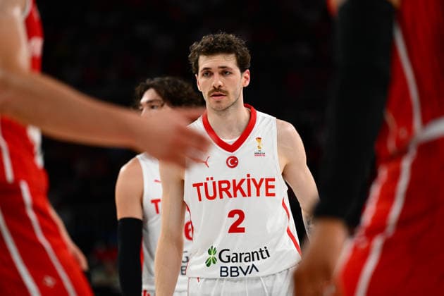 Turkiye v Switzerland - 2027 World Cup European Qualifiers ISTANBUL, TURKIYE - JULY 6: Sehmus Hazer (2) of Turkiye in action during the first round of the 2027 World Cup European Qualifiers Group C final basketball match between Turkiye and Switzerland at Sinan Erdem Dome in Istanbul, Turkiye on July 6, 2026. Elif Ozturk Anadolu Istanbul Turkey. Editorial use only. Please get in touch for any other usage.  Copyright: x2026xAnadoluxElifxOzturkx