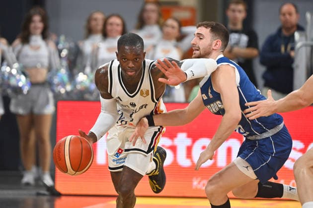 Dennis SCHROEDER (GER), Aktion,Zweikampf gegen Christos LOIZIDES (CYP), Basketball Laenderspiel WM Qualifikation Deutschland (GER) - Zypern (CYP) am 06.07.2026 Brose Arena Bamberg. *** Dennis SCHROEDER (GER), Action, One-on-one against Christos LOIZIDES (CYP), International Basketball Game, World Cup Qualifier: Germany (GER) vs. Cyprus (CYP) on July 6, 2026, at Brose Arena, Bamberg