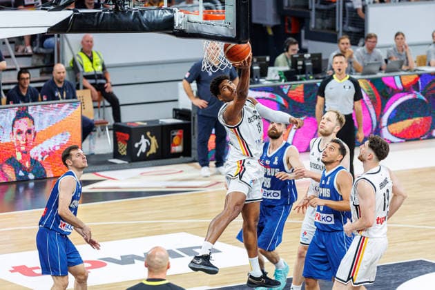 Kostja Mushidi (Deutschland, 29), Nikos Stylianou (Zypern, 99), Christos Loizides (Zypern, 01), Kay Bruhnke (Deutschland, 19), Deutschland vs. Zypern, Basketball, WM Qualifikation 2027, Gruppe E, 06.07.2026 Deutschland vs. Zypern, Basketball, WM Qualifikation 2027, Gruppe E, 06.07.2026 Bamberg *** Kostja Mushidi, Germany, 29, Nikos Stylianou, Cyprus, 99, Christos Loizides, Cyprus, 01, Kay Bruhnke, Germany, 19, Germany vs. Cyprus, Basketball, 2027 World Cup Qualifiers, Group E, July 6, 2026 Germany vs. Cyprus, Basketball, 2027 World Cup Qualifiers, Group E, July 6, 2026 Bamberg Copyright: xEibner-Pressefoto G.xSantemizx EP_GSZ
