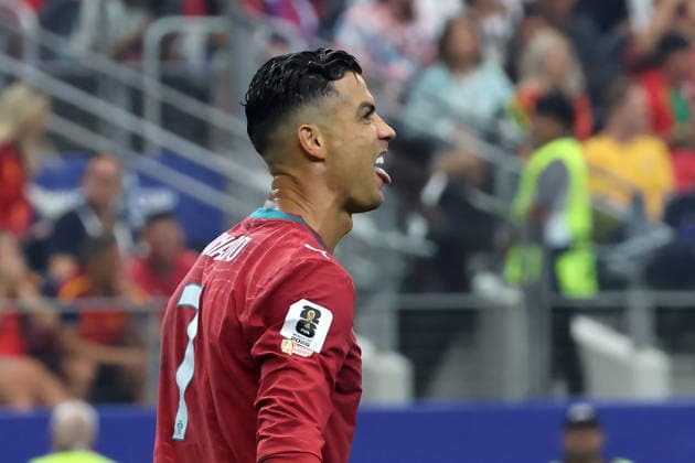 Portugal s Cristiano Ronaldo reacts in a Round of 16 match at the 2026 FIFA World Cup, WM, Weltmeisterschaft, Fussball between Portugal and Spain at AT&T Stadium in Arlingtone, United States, 06 July 2026. FIFA World Cup 2026 - Round of 16 - Portugal vs Spain !ACHTUNG: NUR REDAKTIONELLE NUTZUNG!  Copyright: xLavandeiraxJrx AMDEP8380 20260706-55020820191_1