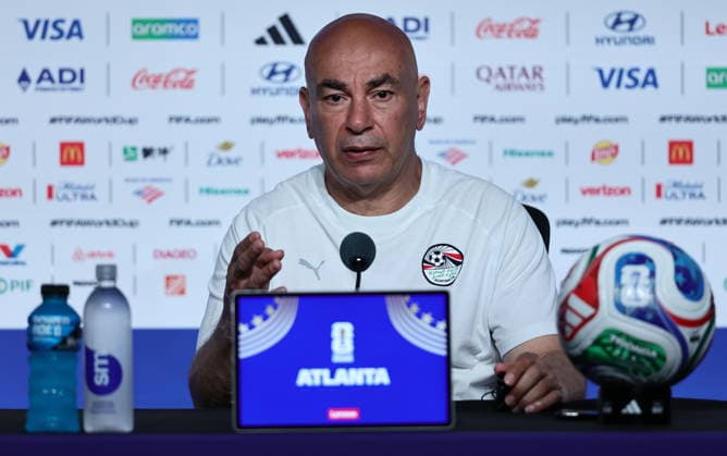 FIFA World Cup, WM, Weltmeisterschaft, Fussball 2026 - Egypt press conference, PK, Pressekonferenz Egypt s head coach Hossam Hassan gives a press conference in Atlanta, Georgia, USA, 06 July 2026. Egypt will face Argentina on 07 July in their FIFA World Cup 2026 round of 16 match. ATLANTA United States  Copyright: xRONALDxWITTEKx