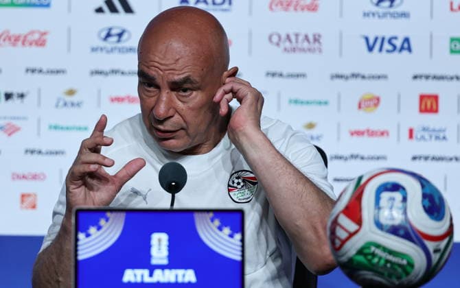 FIFA World Cup, WM, Weltmeisterschaft, Fussball 2026 - Egypt press conference, PK, Pressekonferenz Egypt s head coach Hossam Hassan gives a press conference in Atlanta, Georgia, USA, 06 July 2026. Egypt will face Argentina on 07 July in their FIFA World Cup 2026 round of 16 match. ATLANTA United States  Copyright: xRONALDxWITTEKx