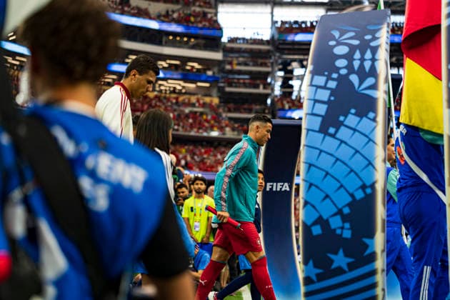 Cristiano Ronaldo seen during FIFA World Cup, WM, Weltmeisterschaft, Fussball 2026 game between national teams of Portugal and Spain (Edmund Wong Ball Raw Images) Arlington Dallas Stadium USA Copyright: xEdmundxWongx edmundwong_portugal_spain_2526_1-2