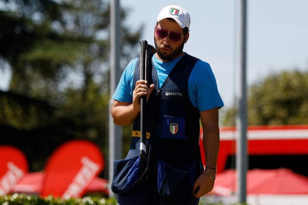 ISSF World Cup Shotgun Cassandro Tammaro of Italy reacts during the ISSF World Cup Shotgun day two at the Concaverde Shooting Range in Lonato del Garda, Italy, on July 6, 2026. Lonato del Garda Brescia Italy  Copyright: xRichardxMorganox originalFilename:morgano-issfworl260706_np2ND.jpg