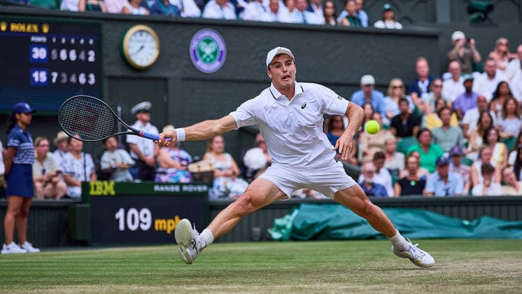 July 6, 2026, London, London, Great Britain: Arthur Fery of Great Britain returns with forehand during The Championships Wimbledon , 6.7.2026 in London (All England Lawn Tennis and Croquet Club), Great Britain Tennis 2026: Grand Slam: The Championships Wimbledon: 8th Day: 4th Round: FERY 7:5 3:6 4:6 6:4 7:6 DIMITROV  - ZUMAs343 20260706_zsp_s343_127 Copyright: xMathiasxSchulzx
