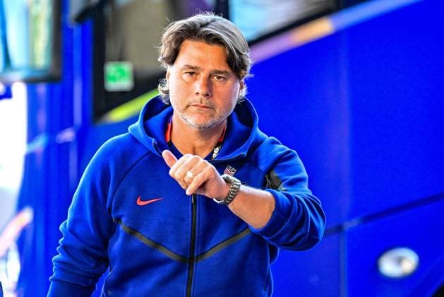 US head coach Mauricio Pochettino arrives for a soccer game between the USA and Belgian national team, Nationalteam Red Devils, on Monday 06 July 2026, at the Seattle Field, in Seattle, a 1 8 finals game in the FIFA World Cup, WM, Weltmeisterschaft, Fussball 2026. DIRKxWAEM  x180549493x