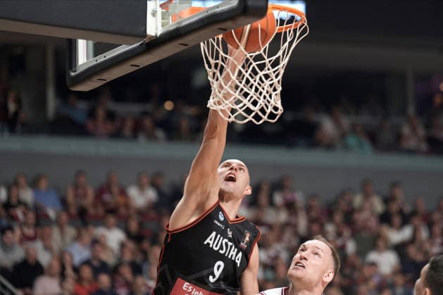 Basketball Latvia-Austria, Riga, Latvia, 06.07.2026, basket, basketball Edi Patekar of Austria in action during FIBA World Cup 2027 European qualifiers group F game between Latvia™s and Austria™s national basketball teams. Riga, Latvia, 06.07.2026. Photo: Roman Koksarov (RKF) Riga Latvia Copyright: xRomanxKoksarovx baskLAT-AUT20260706rk305.JPG