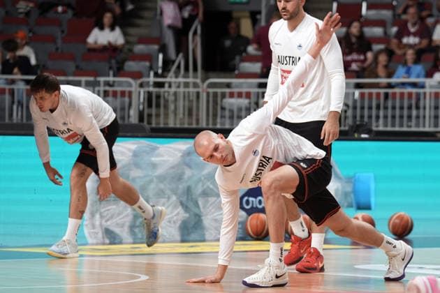 Basketball Latvia-Austria, Riga, Latvia, 06.07.2026, basket, basketball FIBA World Cup 2027 European qualifiers group F game between Latvia™s and Austria™s national basketball teams. Riga, Latvia, 06.07.2026. Photo: Roman Koksarov (RKF) Riga Latvia Copyright: xRomanxKoksarovx baskLAT-AUT20260706rk89.JPG