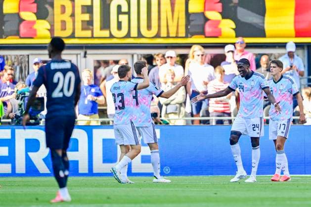USA vs Belgium - FIFA World Cup, WM, Weltmeisterschaft, Fussball 2026 SEATTLE, UNITED STATES OF AMERICA - JULY 06 : De Ketelaere Charles midfielder of Belgium celebrating scoring a goal pictured during the FIFA World Cup 2026 round of 16 match between the United States of America and Belgium at the Lumen Field stadium on July 6, 2026 in Seattle, United States of America, 06 07 2026 Seattle United States of America  Copyright: xJanxDexMeuleneirx
