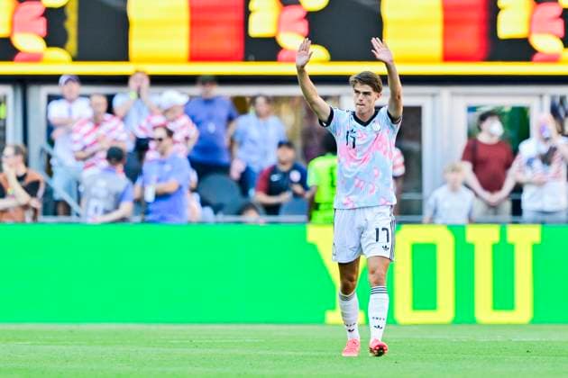 USA vs Belgium - FIFA World Cup, WM, Weltmeisterschaft, Fussball 2026 SEATTLE, UNITED STATES OF AMERICA - JULY 06 : De Ketelaere Charles midfielder of Belgium celebrating scoring a goal (2-1) pictured during the FIFA World Cup 2026 round of 16 match between the United States of America and Belgium at the Lumen Field stadium on July 6, 2026 in Seattle, United States of America, 06 07 2026 Seattle United States of America  Copyright: xJanxDexMeuleneirx