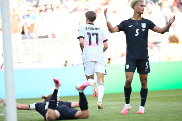 USA vs Belgium - FIFA World Cup, WM, Weltmeisterschaft, Fussball 2026 SEATTLE, UNITED STATES OF AMERICA - JULY 06 : De Ketelaere Charles midfielder of Belgium celebrates scoring a goal pictured during the FIFA World Cup 2026 round of 16 match between the United States of America and Belgium at the Lumen Field stadium on July 6, 2026 in Seattle, United States of America, 06 07 2026 Seattle United States of America  Copyright: xNicoxVereeckenx