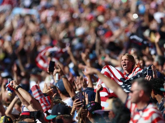(260707) -- SEATTLE, July 7, 2026 -- Supporters of the United States are pictured during the round of 16 match between the United States and Belgium at the 2026 FIFA World Cup, WM, Weltmeisterschaft, Fussball at Seattle Stadium in Seattle, the United States, July 6, 2026. ) (SP)U.S.-SEATTLE-FOOTBALL-FIFA WORLD CUP-ROUND OF 16-USA VS BEL MaoxSiqian 